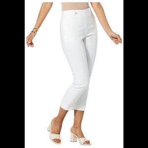 WynneCollection Women's Polished FlatterFIT Slim Cropped Pant Cloud - Tall